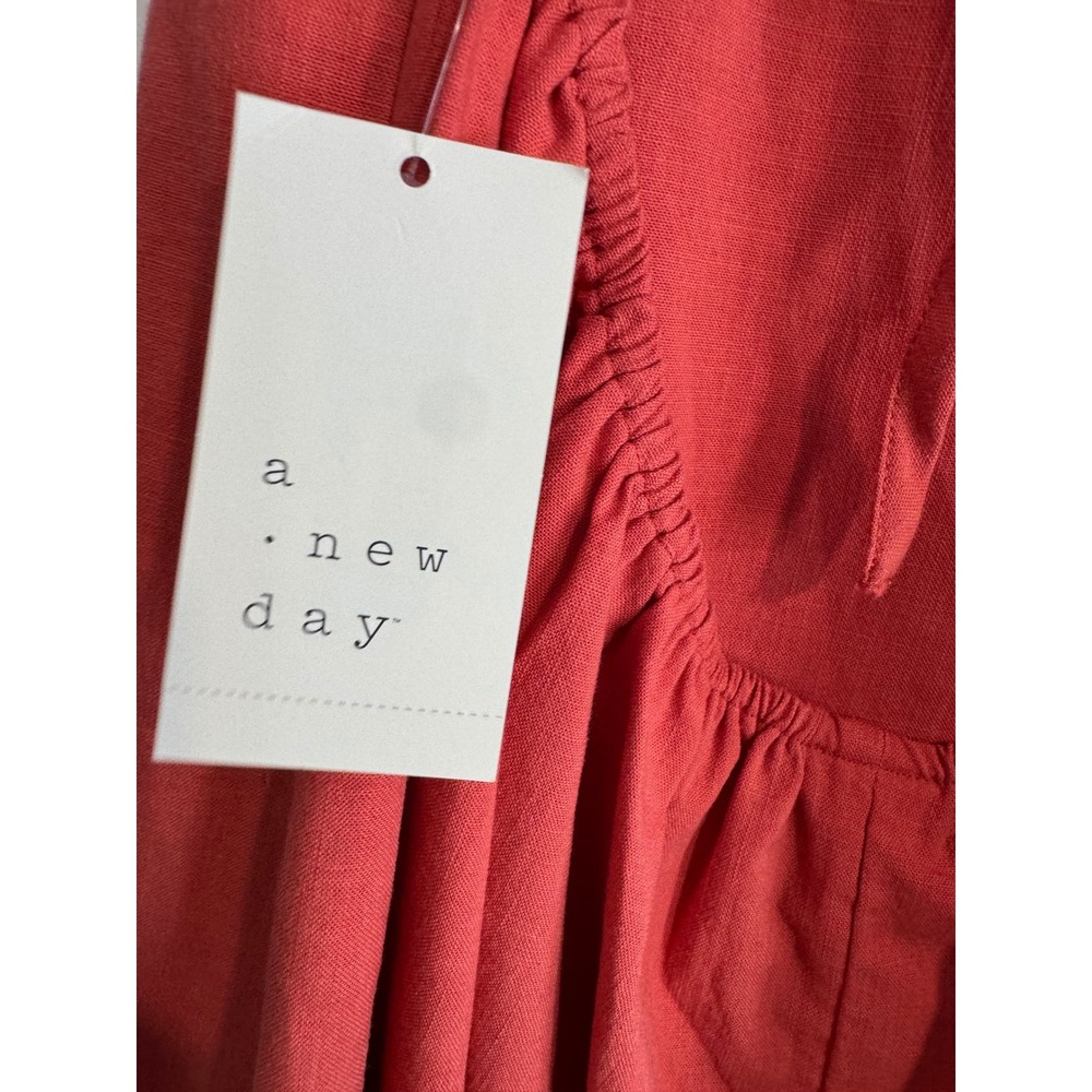A New Day Slip Dress Women XXL Orange Low Back Tie coastal Summer Vacation Boho - Picture 3 of 4